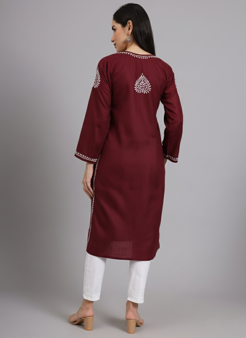 Women Hand Embroidered Lucknowi Chikankari Cotton Ethnic Motifs Kurta PC3997