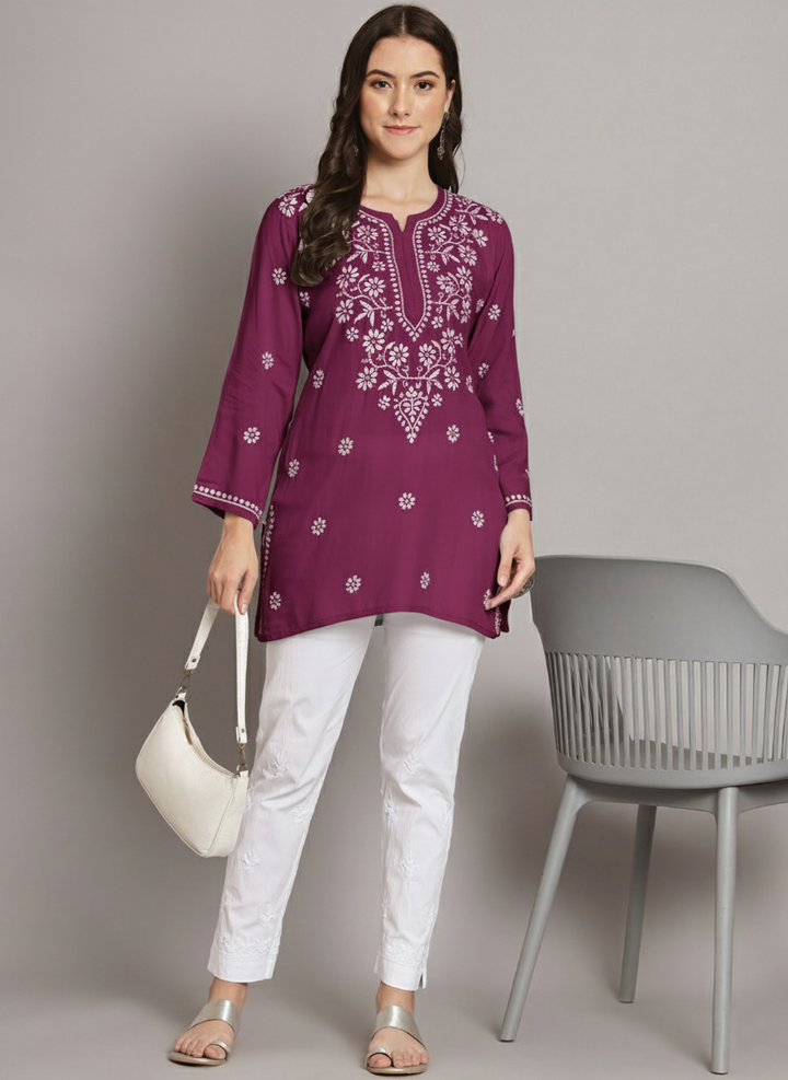 Women Hand Embroidered Chikankari Modal Kurti PC3611