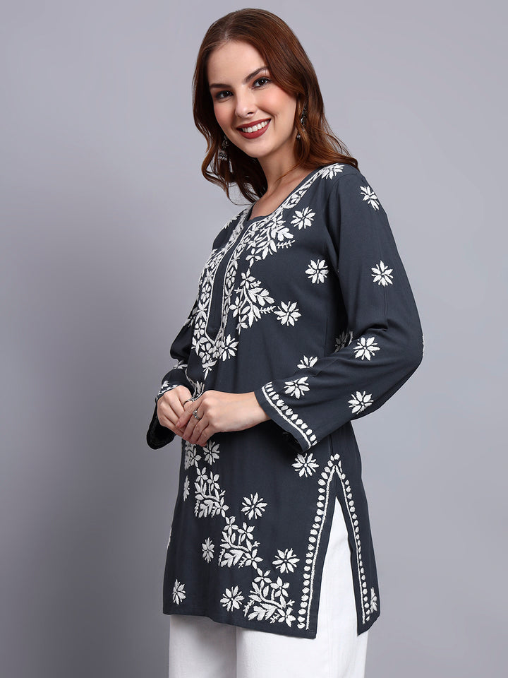 Women Hand Embroidered Chikankari Rayon Kurti PC4071