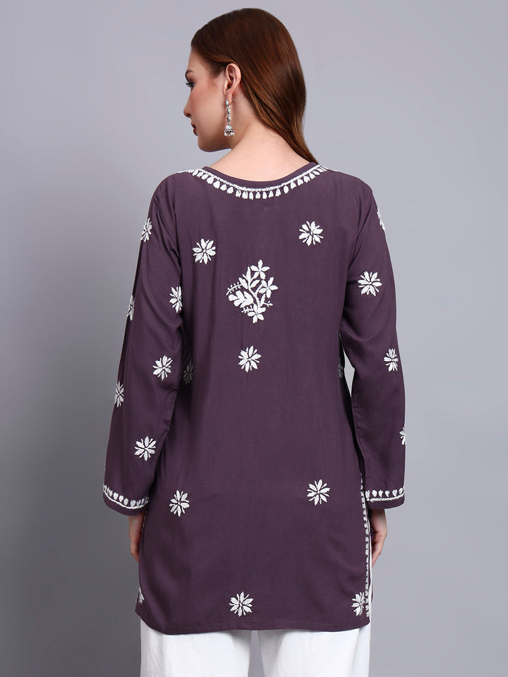 Women Hand Embroidered Chikankari Rayon Kurti PC4071