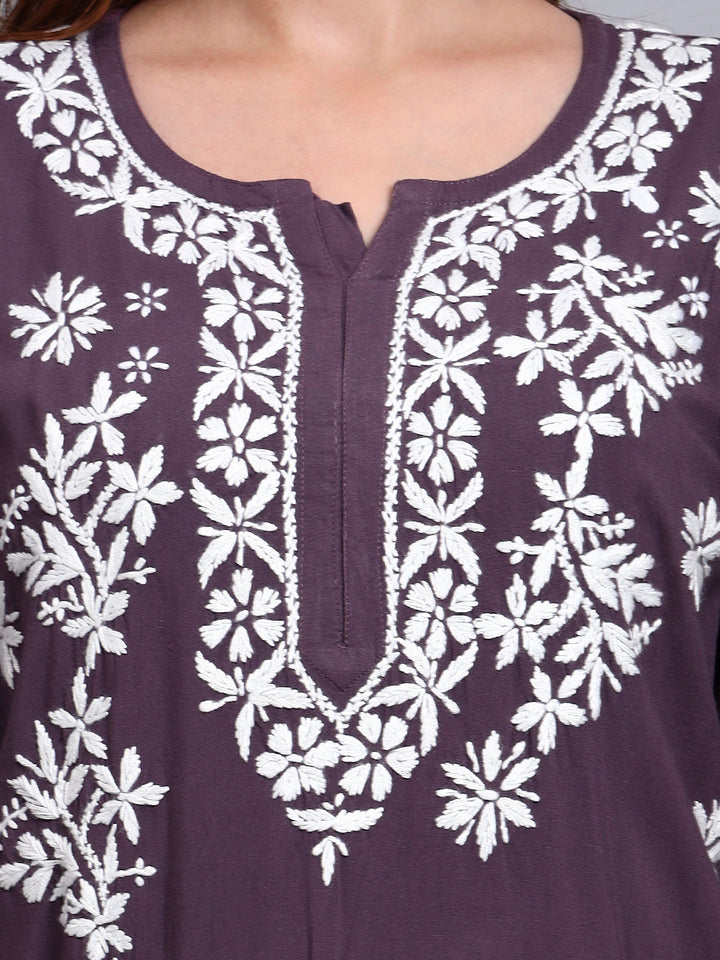 Women Hand Embroidered Chikankari Rayon Kurti PC4071