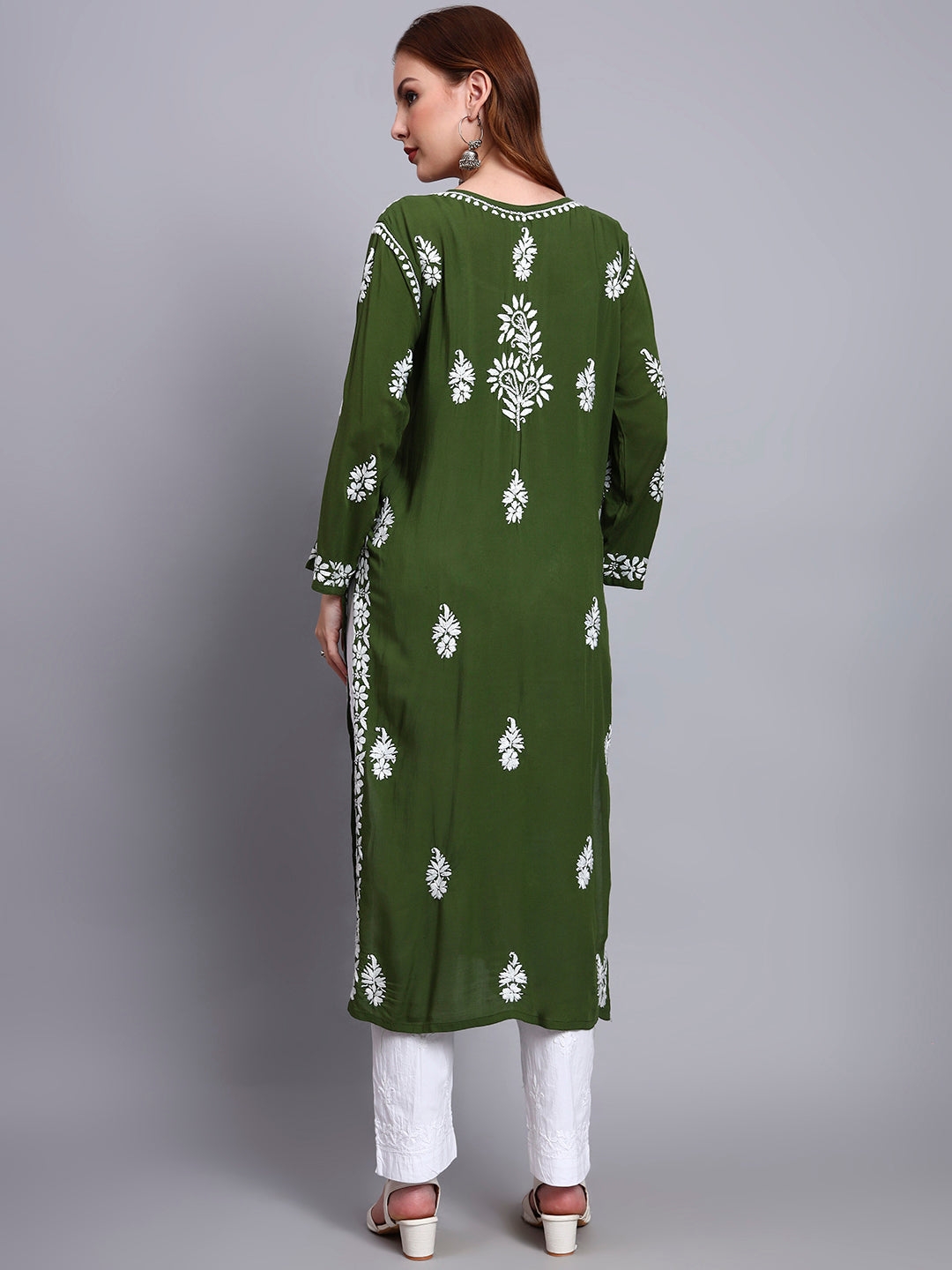 Hand Embroidered Chikankari Modal Straight Kurta- PC4042