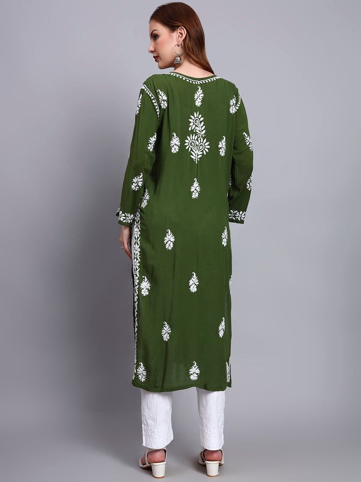 Hand Embroidered Chikankari Modal Straight Kurta- PC4042