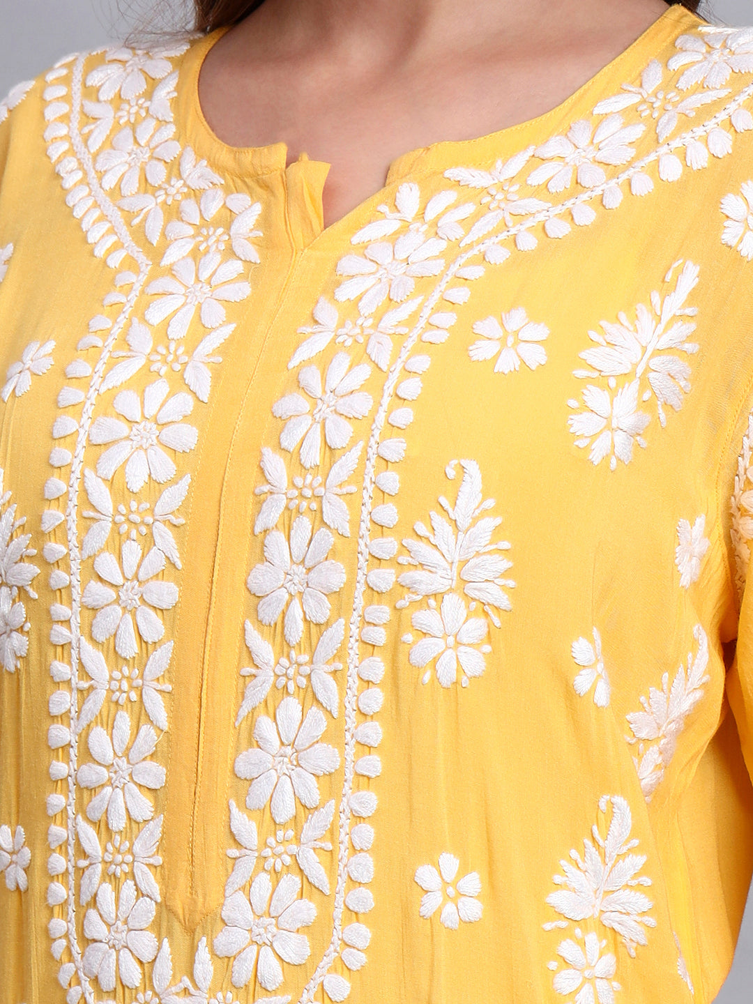 Hand Embroidered Chikankari Modal Straight Kurta- PC4042