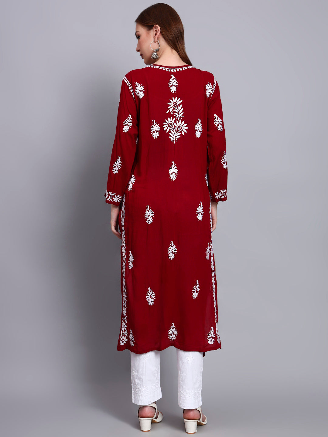 Hand Embroidered Chikankari Modal Straight Kurta- PC4042