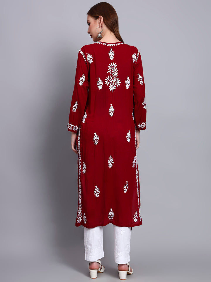 Hand Embroidered Chikankari Modal Straight Kurta- PC4042