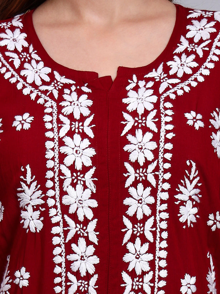 Hand Embroidered Chikankari Modal Straight Kurta- PC4042