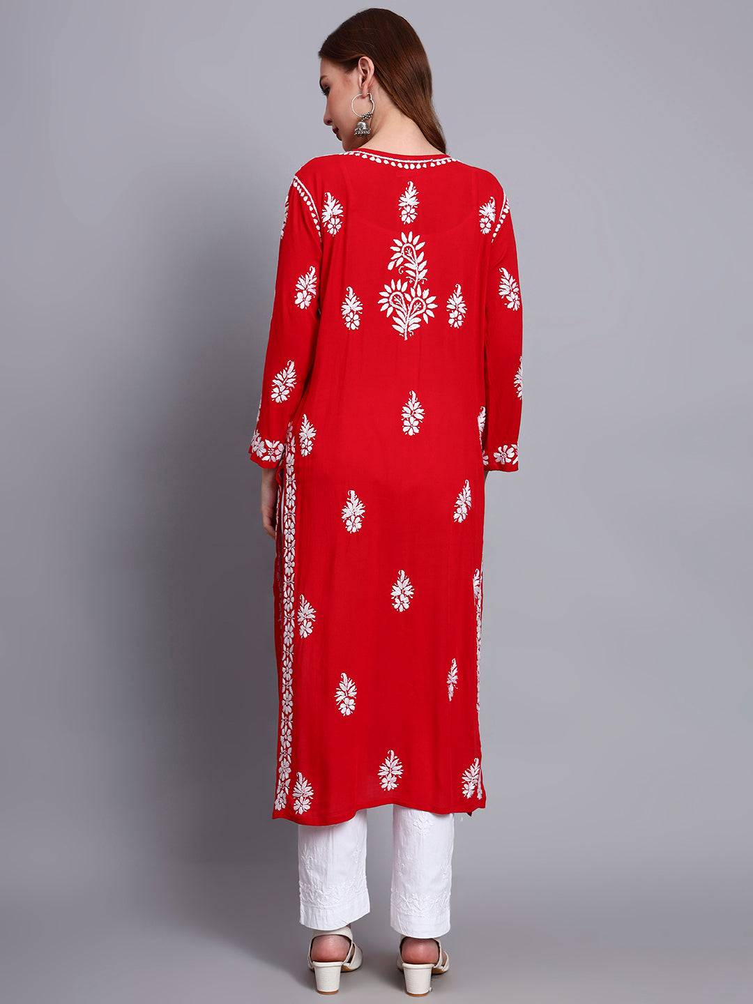 Hand Embroidered Chikankari Modal Straight Kurta- PC4042