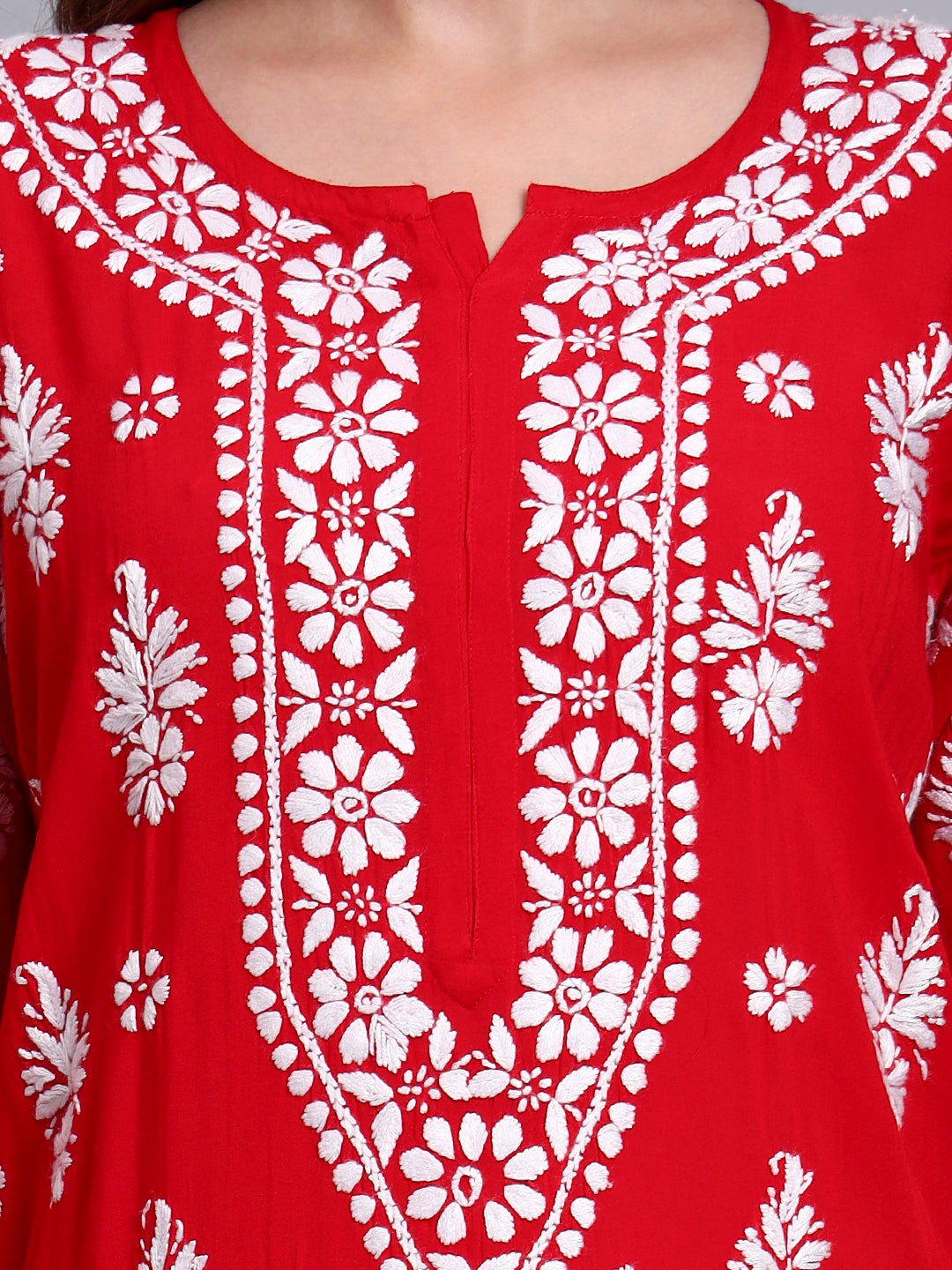 Hand Embroidered Chikankari Modal Straight Kurta- PC4042