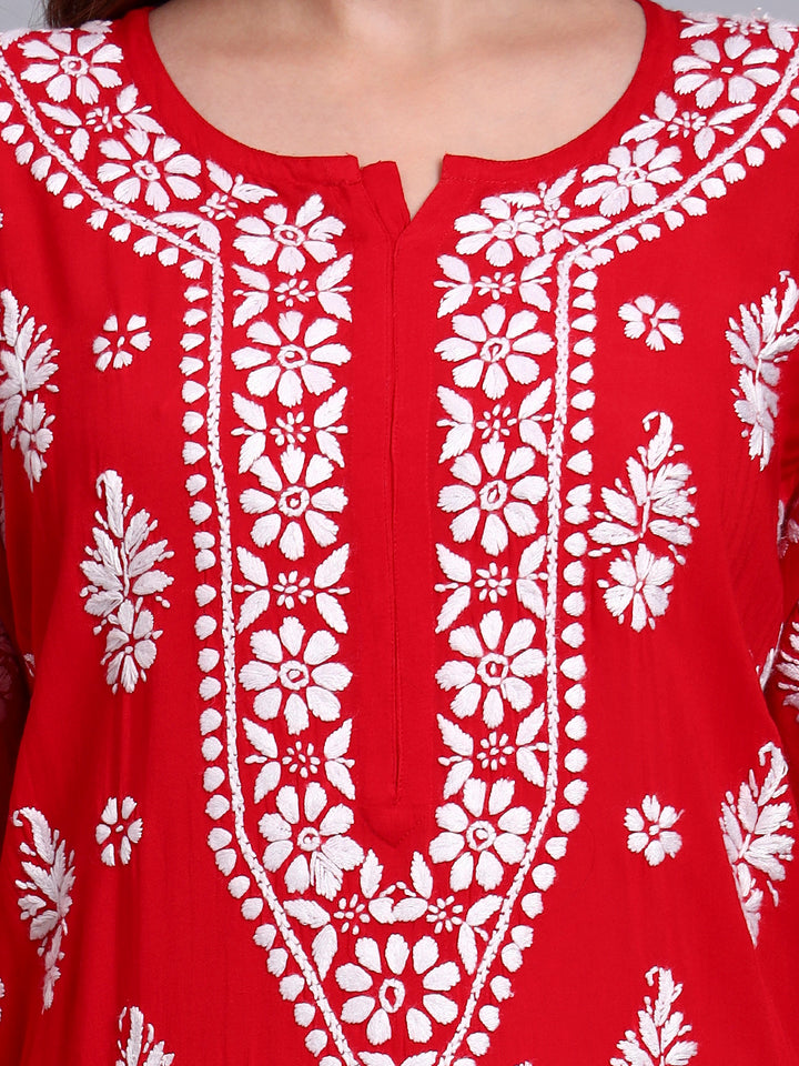 Hand Embroidered Chikankari Modal Straight Kurta- PC4042