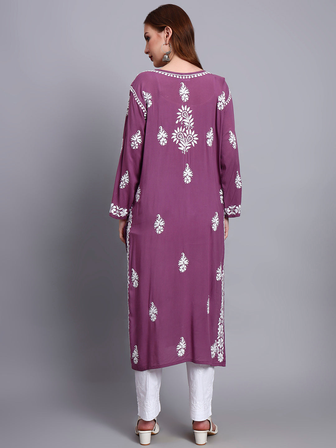 Hand Embroidered Chikankari Modal Straight Kurta- PC4042