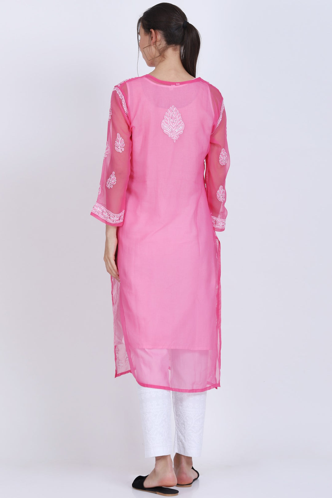 Hand Embroidered Chikankari Georgette straight Kurta with matching slip- PC3487