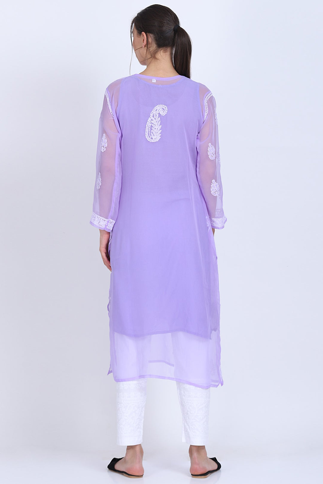 Hand Embroidered Chikankari Georgette straight Kurta with matching slip- PC3487