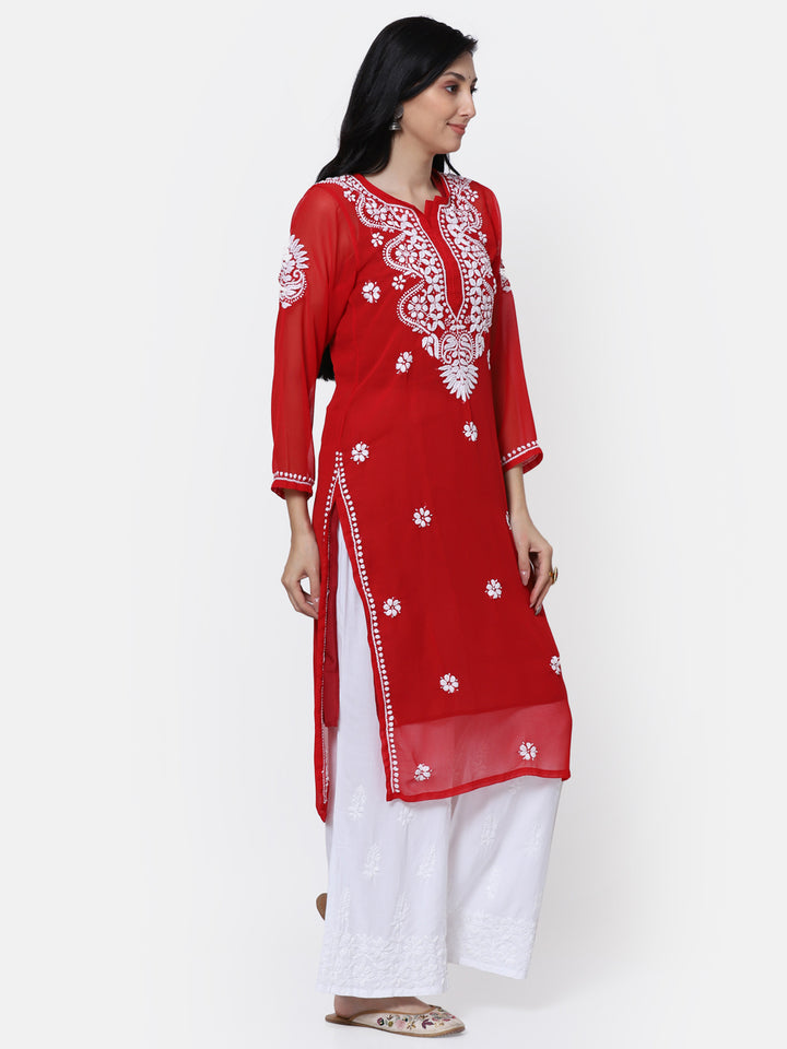 Hand Embroidered Georgette Straight Kurta With Matching Slip-PC3512