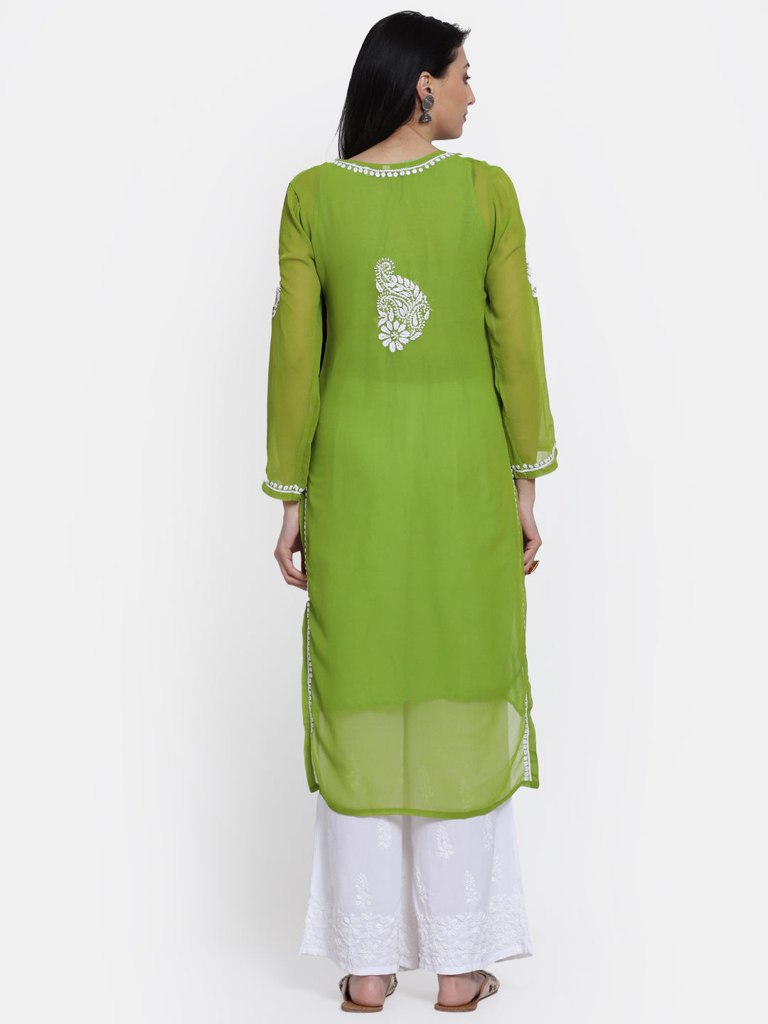 Hand Embroidered Georgette Straight Kurta With Matching Slip-PC3512