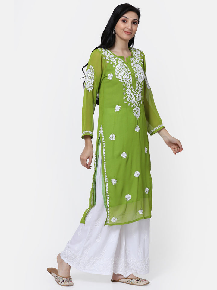 Hand Embroidered Georgette Straight Kurta With Matching Slip-PC3512