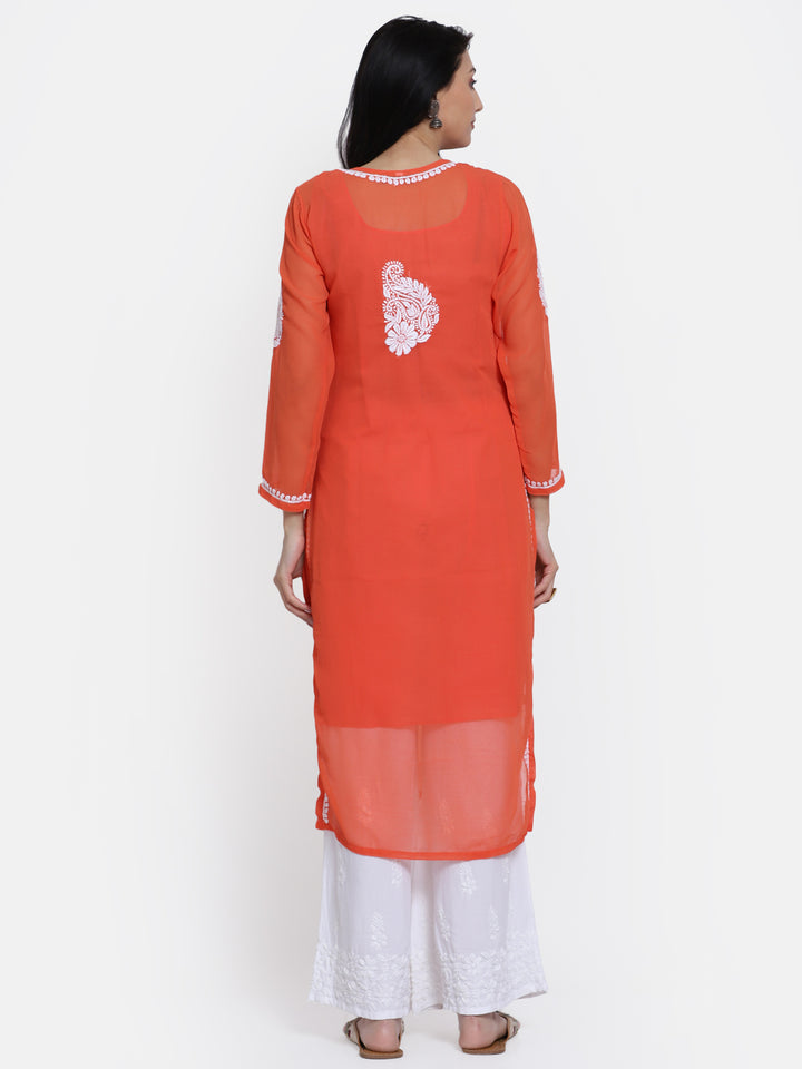 Hand Embroidered Georgette Straight Kurta With Matching Slip-PC3512