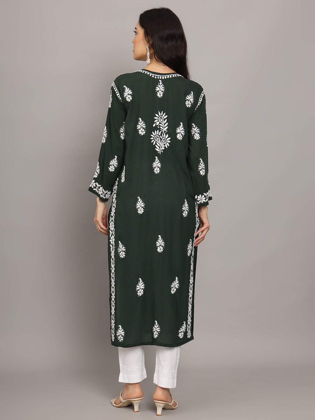 Hand Embroidered Chikankari Modal Straight Kurta- PC4042