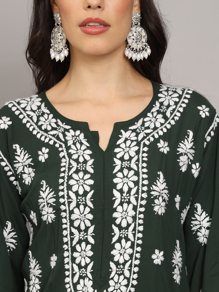 Hand Embroidered Chikankari Modal Straight Kurta- PC4042