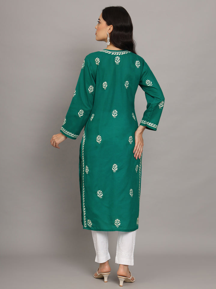 Hand Embroidered Chikankari Mulmul Cotton Straight Kurta- PC3839