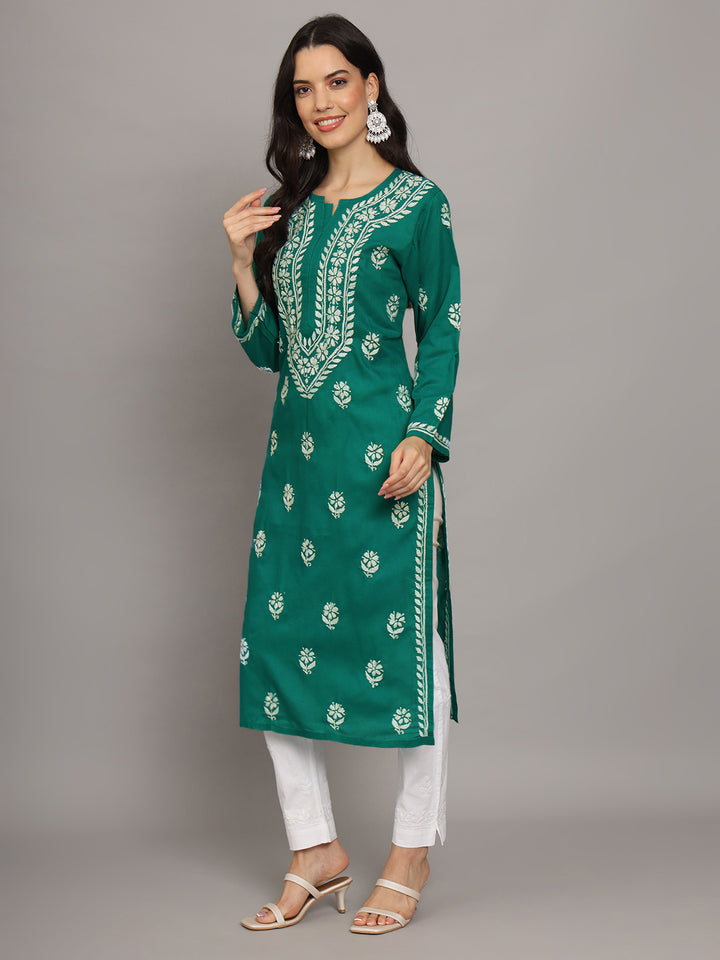 Hand Embroidered Chikankari Mulmul Cotton Straight Kurta- PC3839