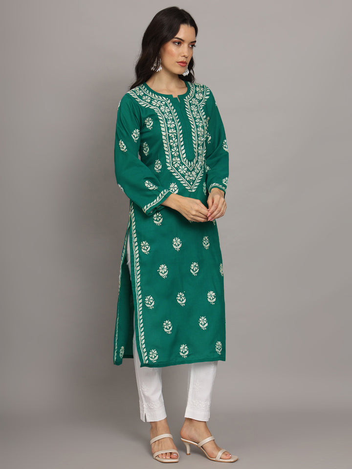 Hand Embroidered Chikankari Mulmul Cotton Straight Kurta- PC3839