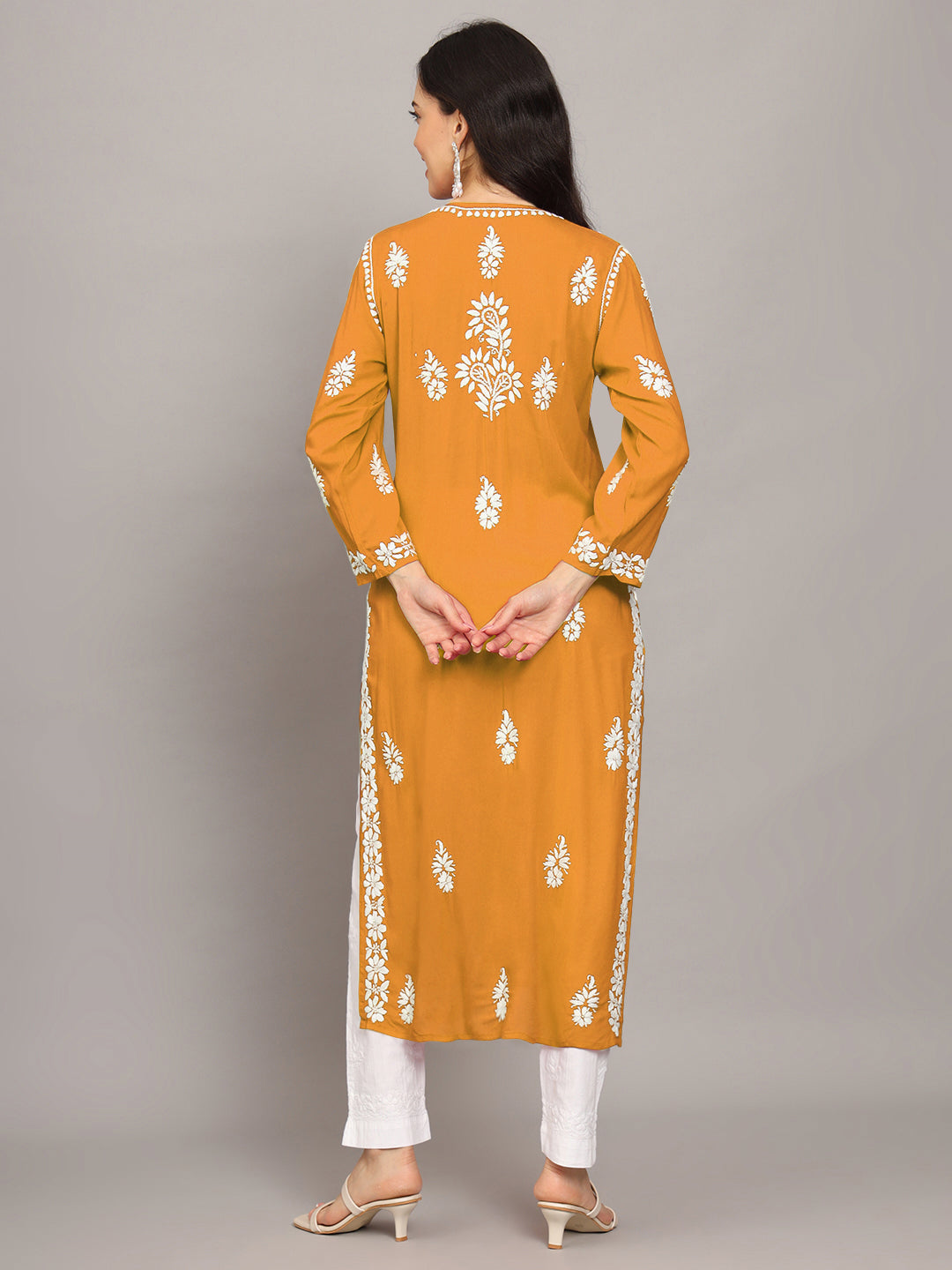 Hand Embroidered Chikankari Modal Straight Kurta- PC4042