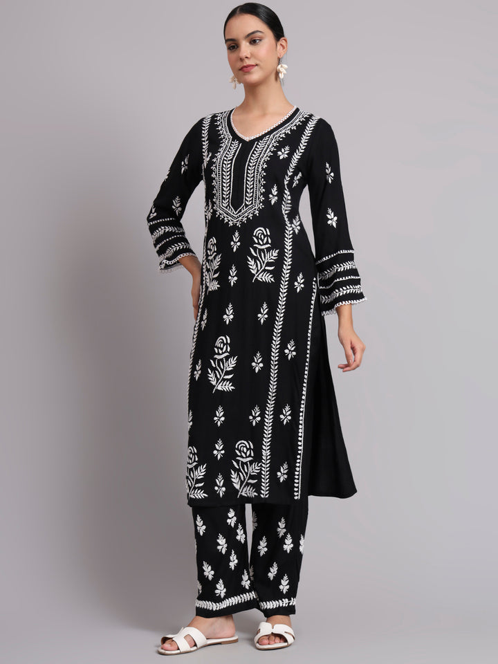 Women Hand Embroidered Chikankari Rayon kurta set PC4078KS