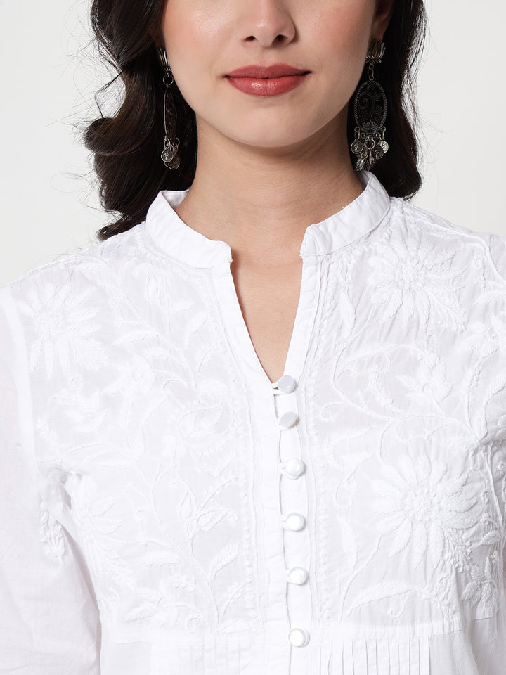 Hand Embroidered Women Chikankari Cotton Tunic-PC1821L