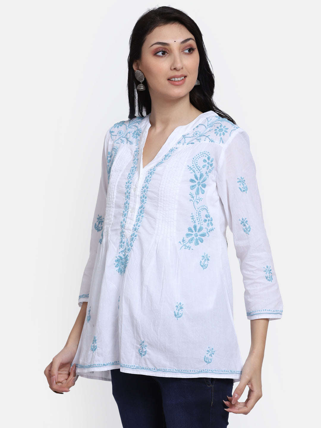 Women Hand Embroidered Chikankari Cotton Kurti PC1958S