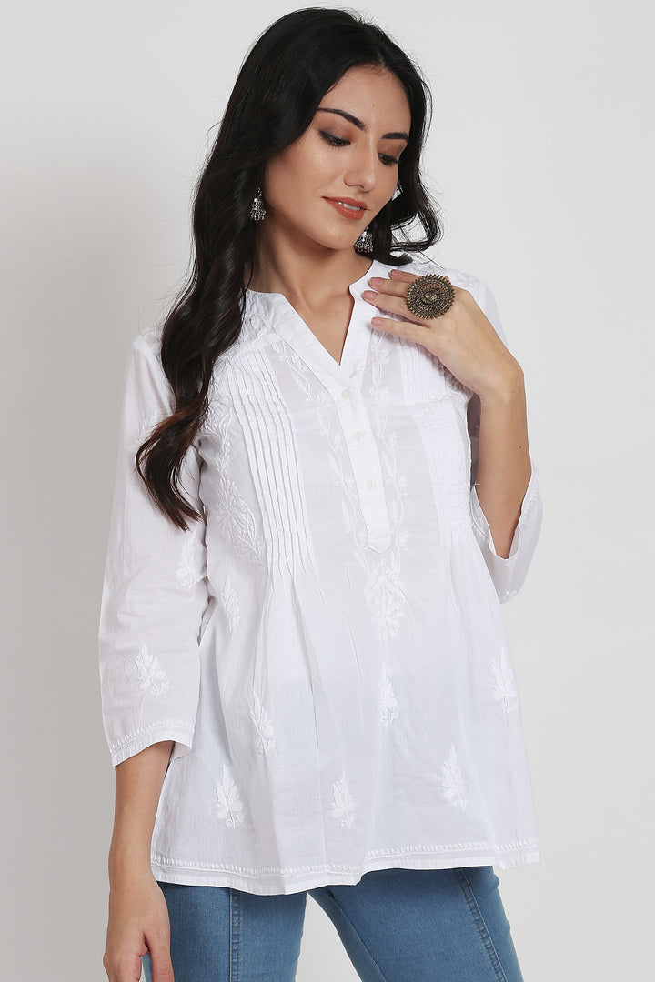 Women Hand Embroidered Chikankari Cotton Kurti PC1958S