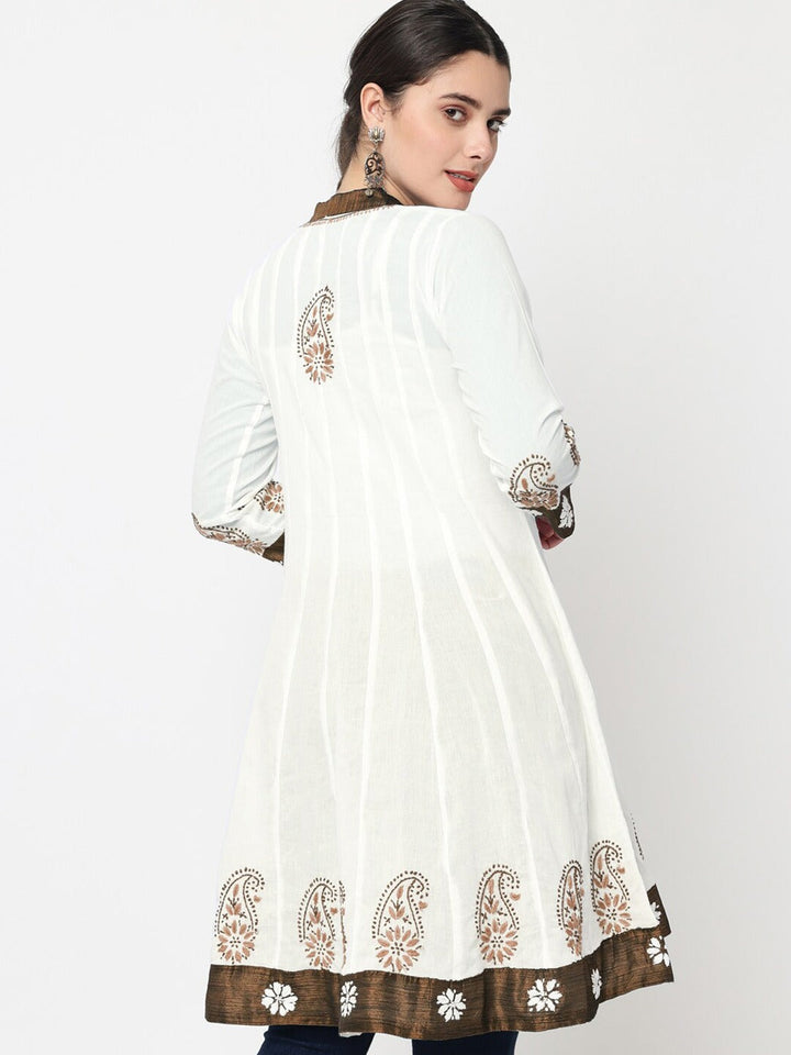 Women Hand Embroidered Chikankari Cotton Kurti PC1976-WHITE