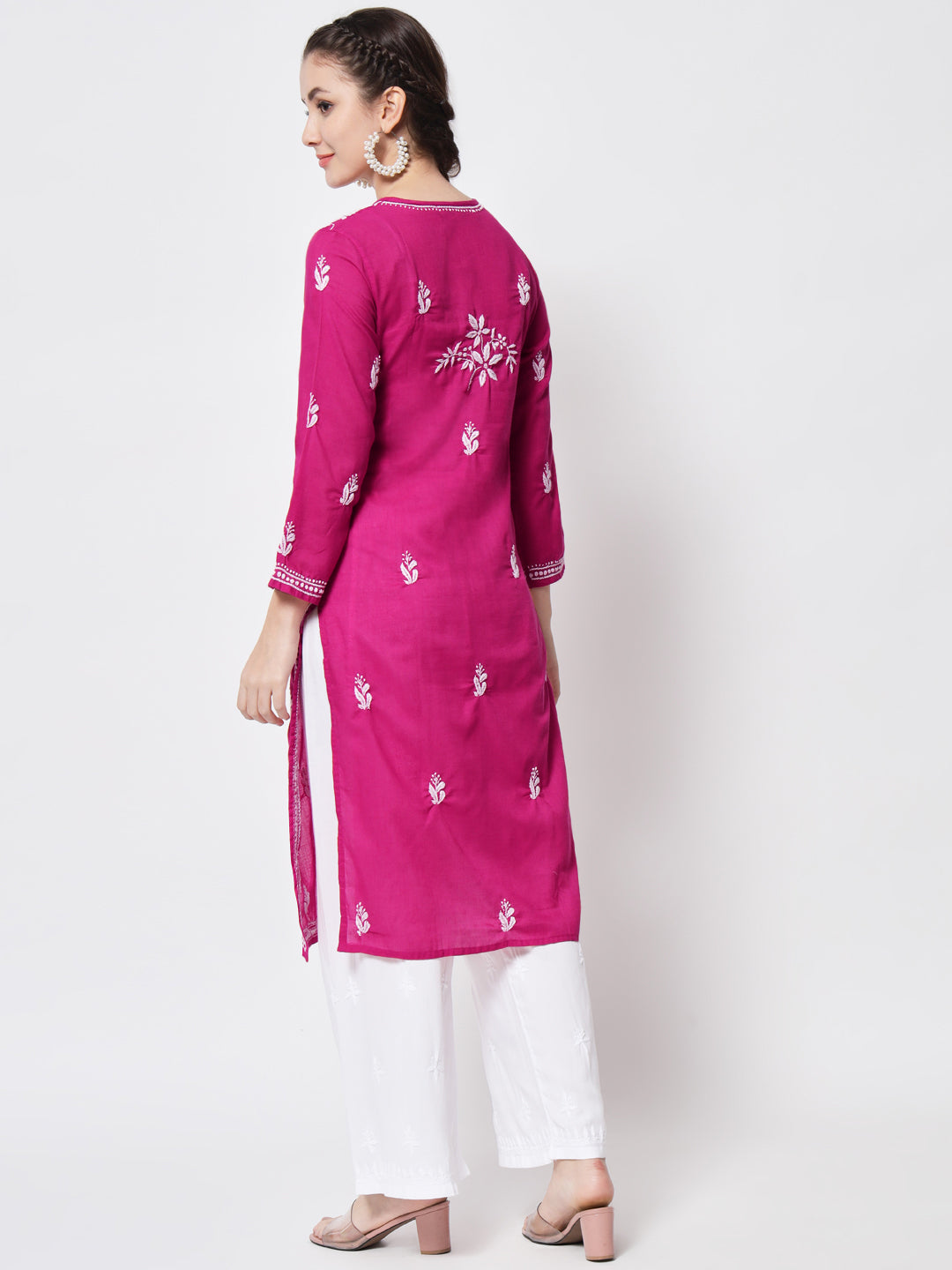 Hand Embroidered Chikankari Cotton Straight Kurta- PC3372