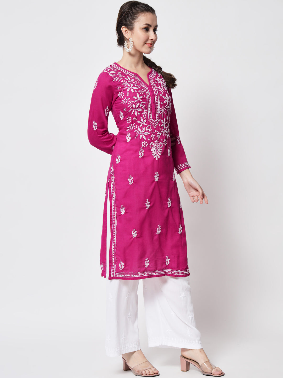 Hand Embroidered Chikankari Cotton Straight Kurta- PC3372