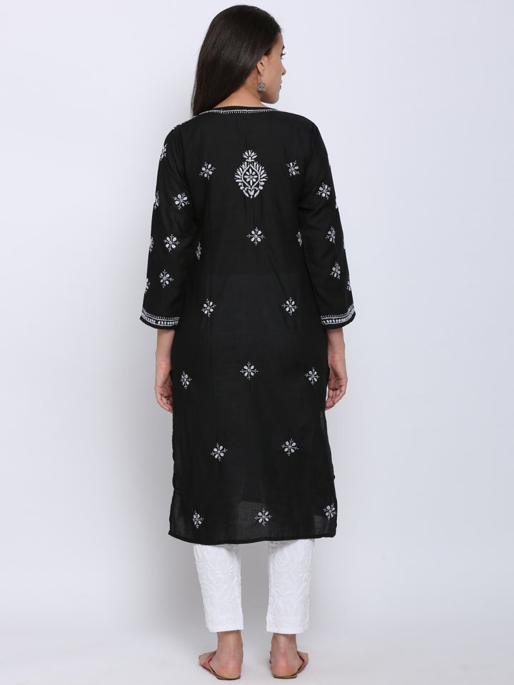 Chikankari Hand Embroidered Cotton Straight Kurta-PC3438