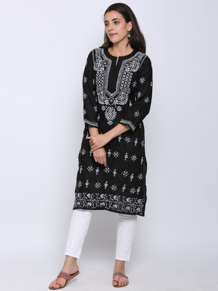 Chikankari Hand Embroidered Cotton Straight Kurta-PC3438