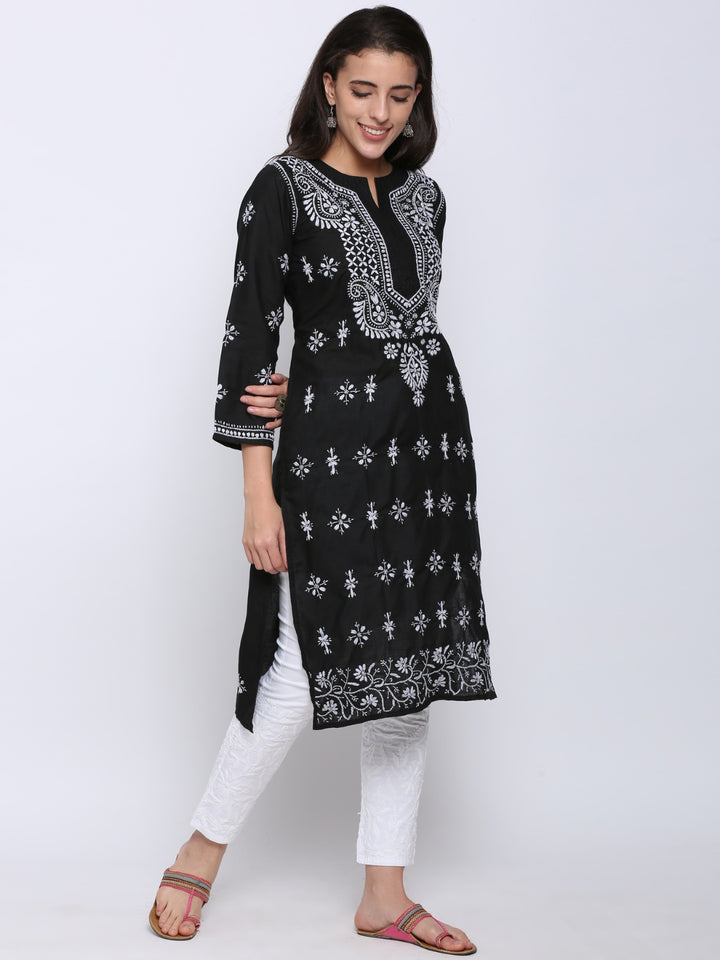 Chikankari Hand Embroidered Cotton Straight Kurta-PC3438