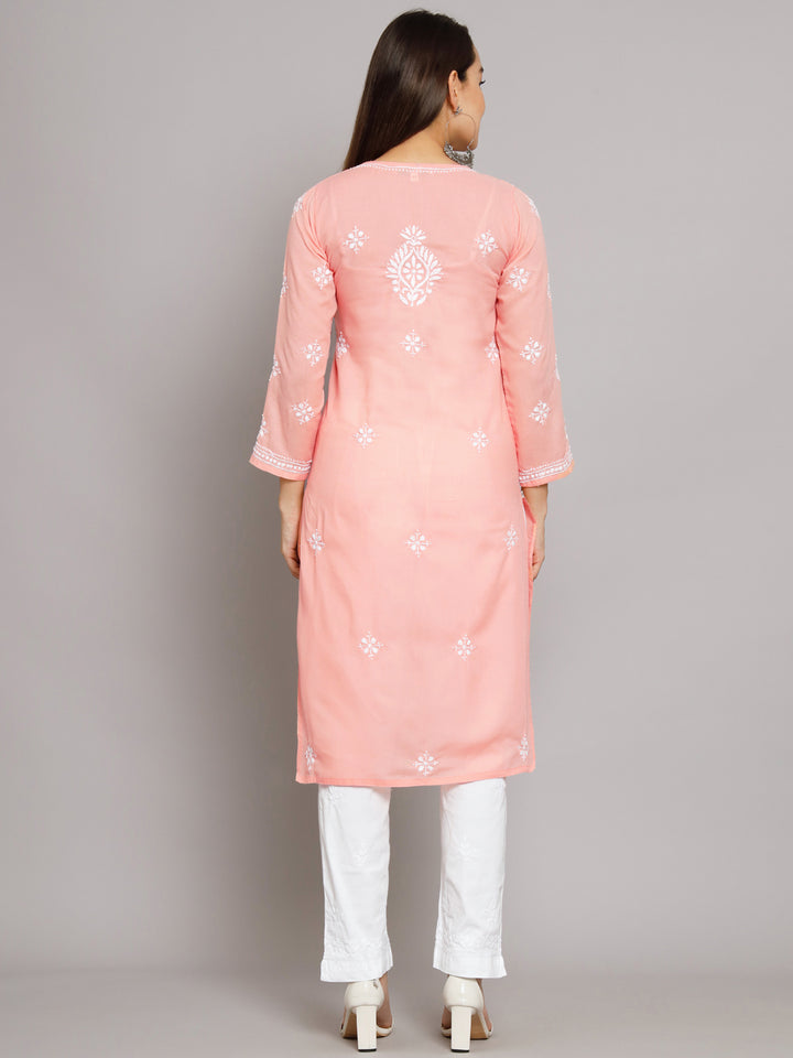 Chikankari Hand Embroidered Cotton Straight Kurta-PC3438