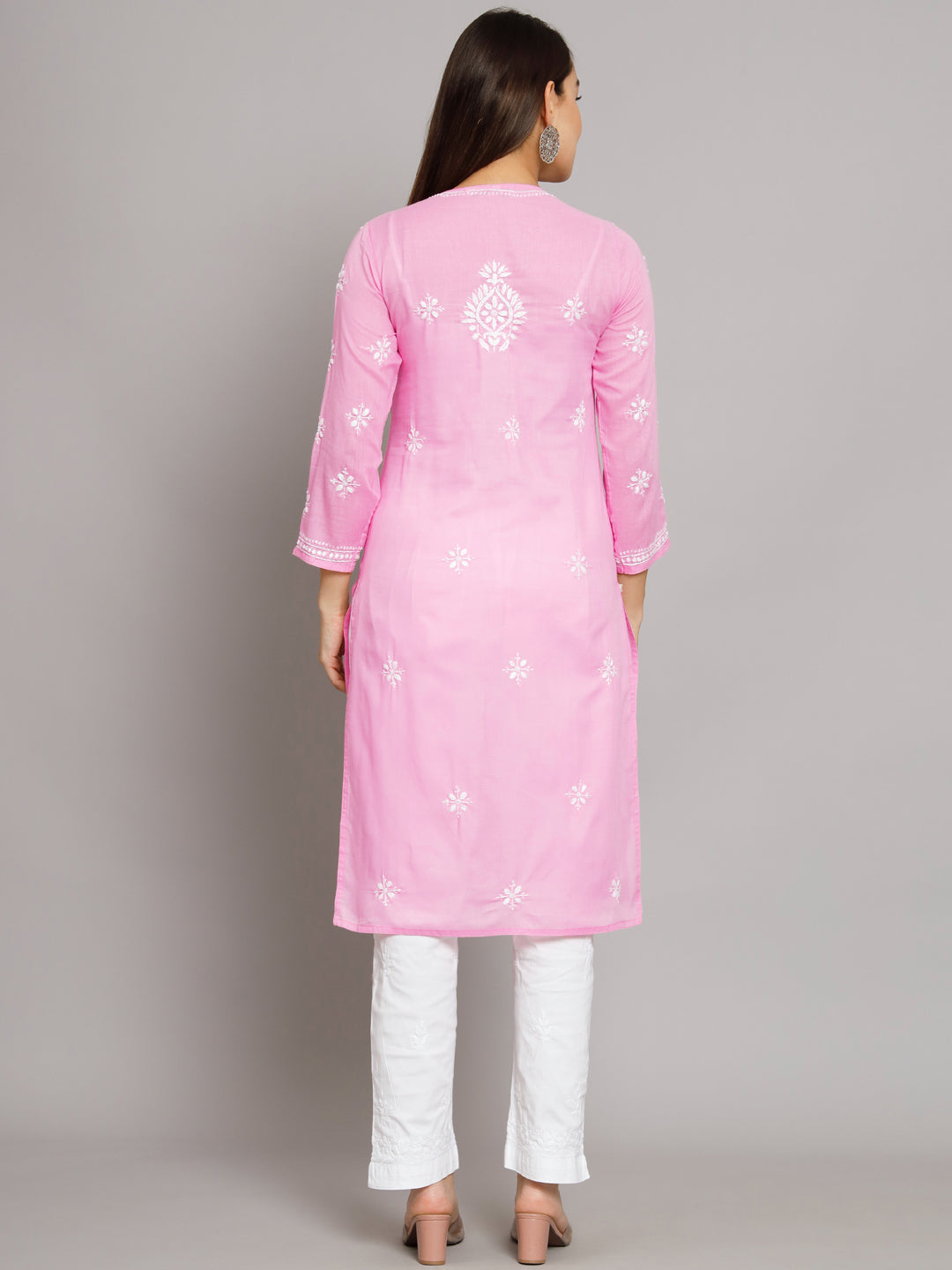 Chikankari Hand Embroidered Cotton Straight Kurta-PC3438