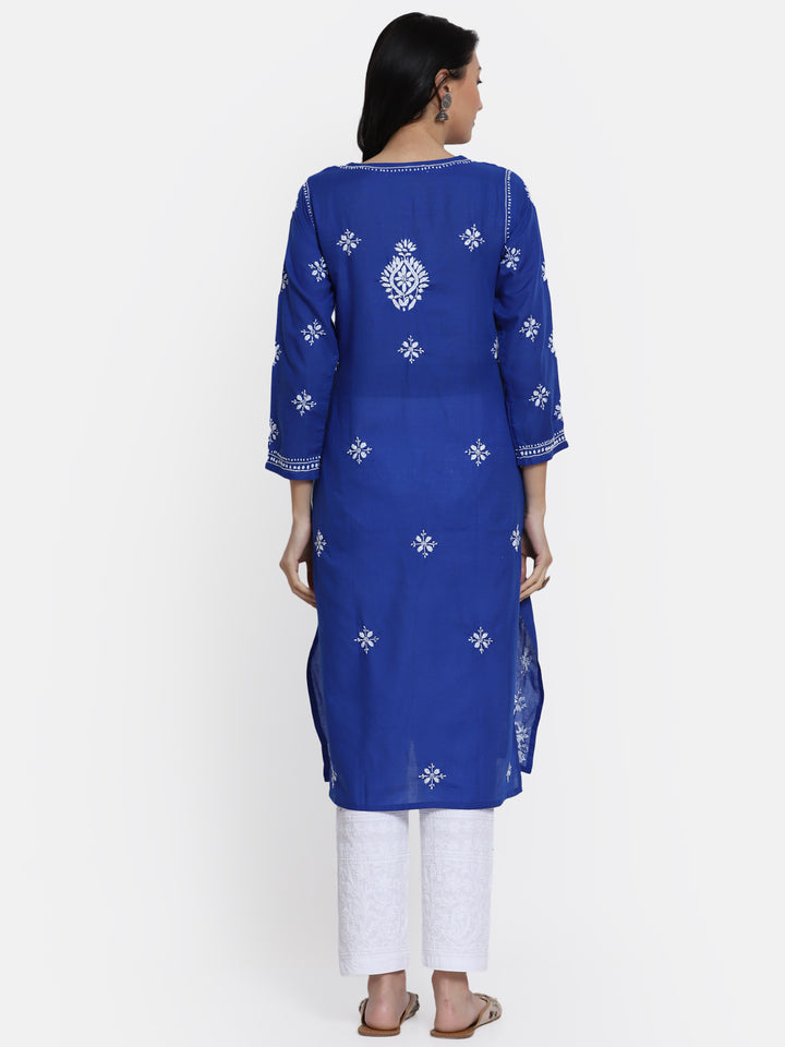 Chikankari Hand Embroidered Cotton Straight Kurta-PC3438