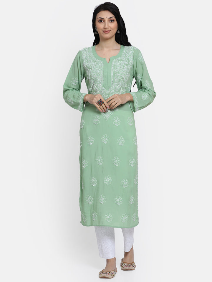 Hand Embroidered Chikankari Modal Straight Kurta- PC3490