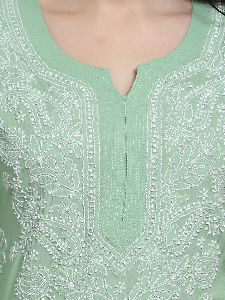 Hand Embroidered Chikankari Modal Straight Kurta- PC3490