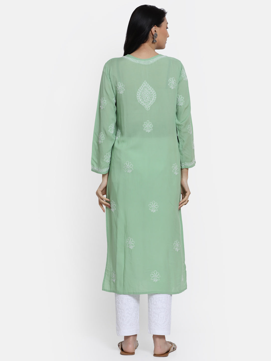 Hand Embroidered Chikankari Modal Straight Kurta- PC3490