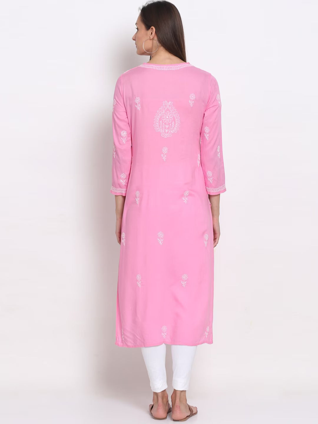 Hand Embroidered Chikankari Modal Straight Kurta- PC3490