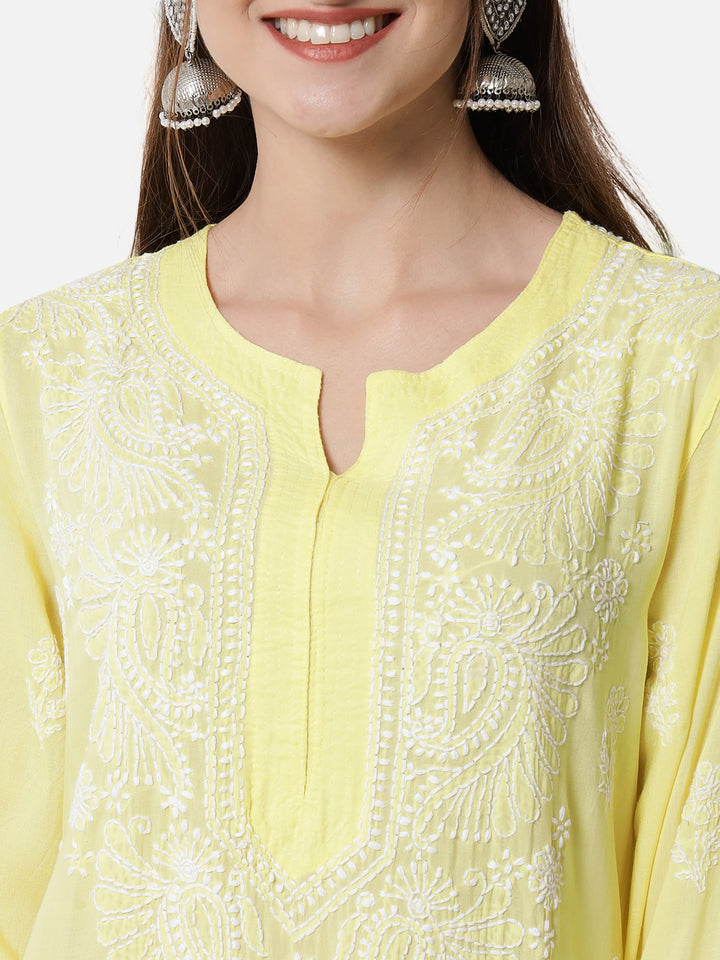 Hand Embroidered Chikankari Modal Straight Kurta- PC3490