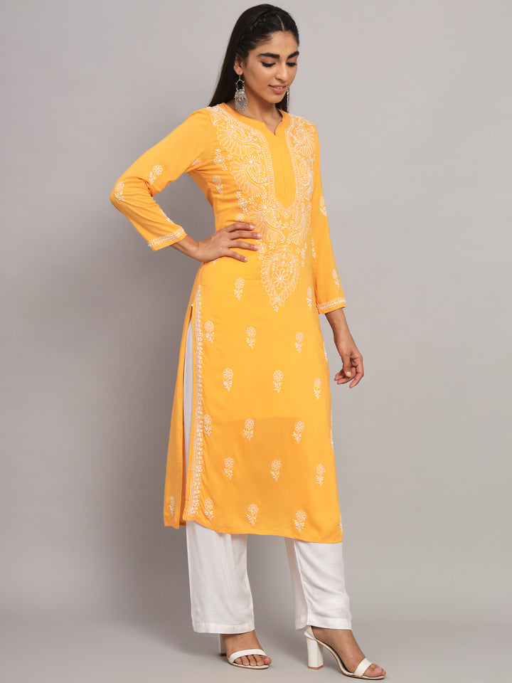 Hand Embroidered Chikankari Modal Straight Kurta- PC3490