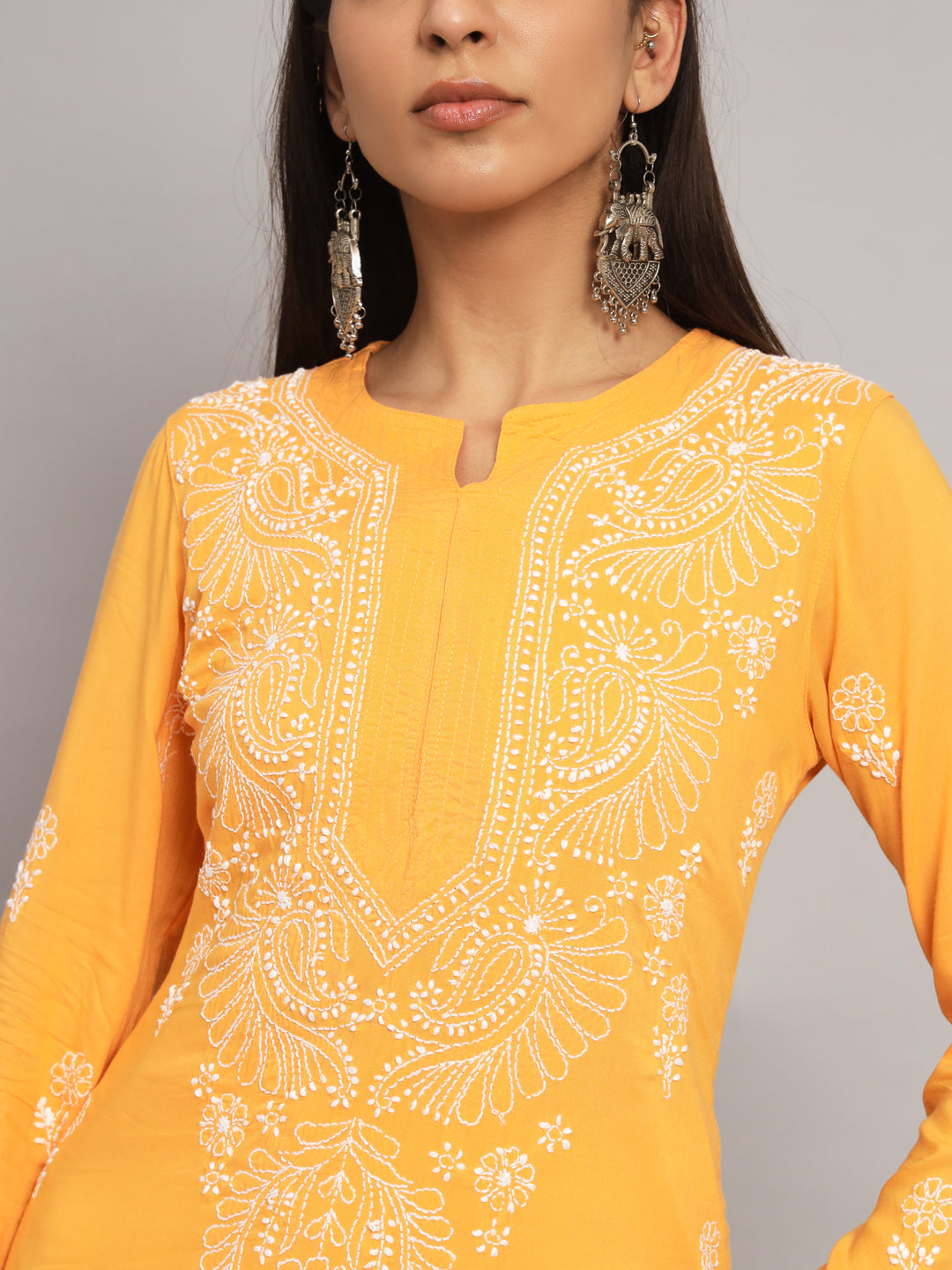 Hand Embroidered Chikankari Modal Straight Kurta- PC3490