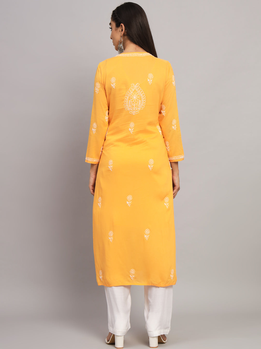 Hand Embroidered Chikankari Modal Straight Kurta- PC3490