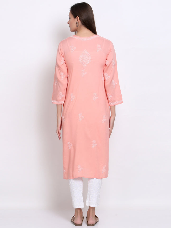 Hand Embroidered Chikankari Modal Straight Kurta- PC3490