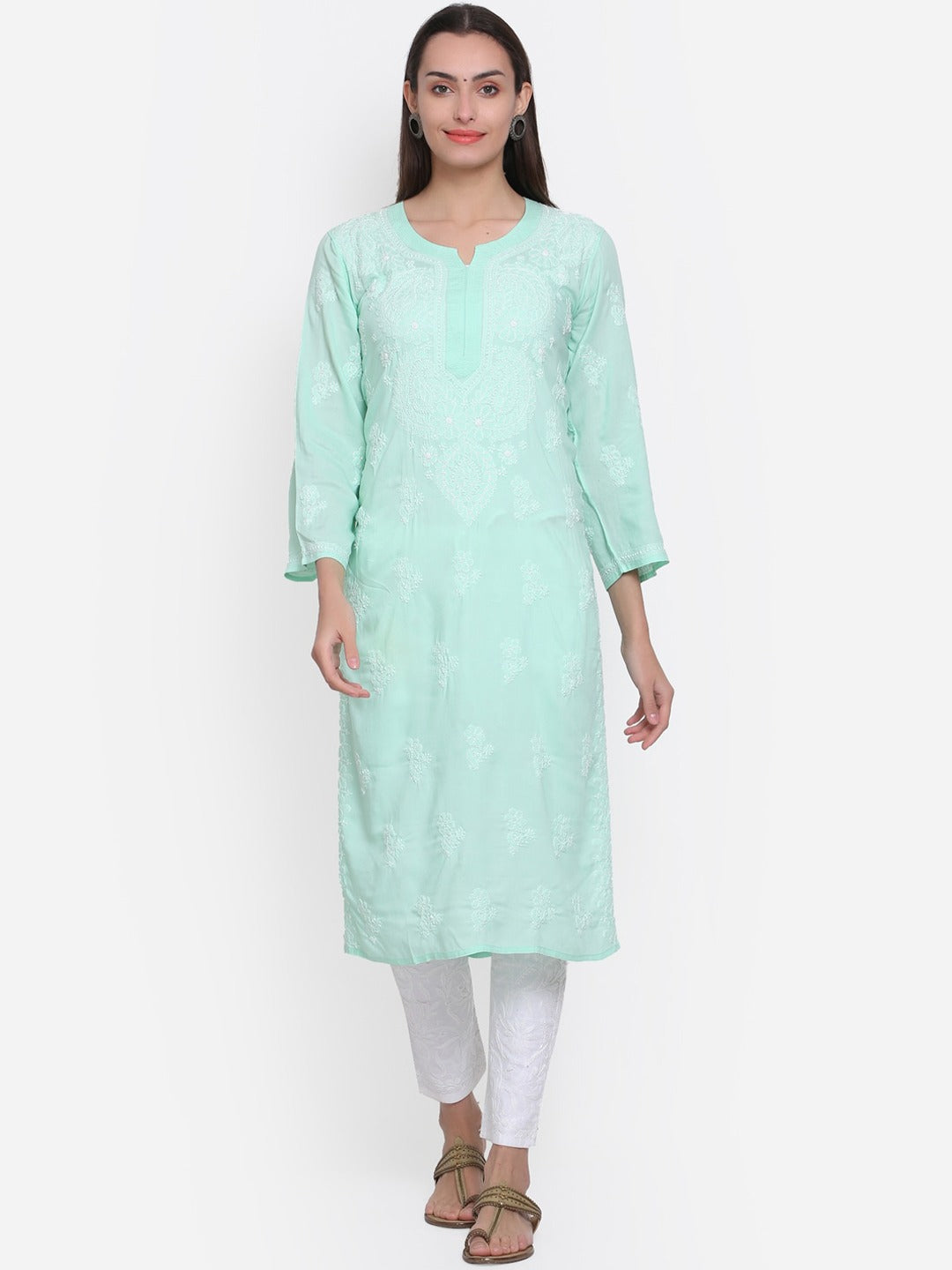 Hand Embroidered Chikankari Modal Straight Kurta- PC3490